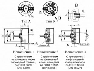 Патроны токарные трехкулачковые клиновые механизированные классов точности Н и П Ø 200-500 мм